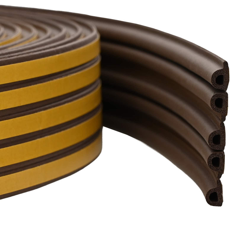 vidaXL Self-Adhesive Window Seal EPDM Foam Easy To Cut Grid-Pattern Strip Door, 0.6cm H x 1200cm W x 0.9cm D, Brown