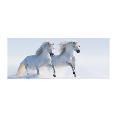 Two Horses In The Snow - Wrapped Canvas Print