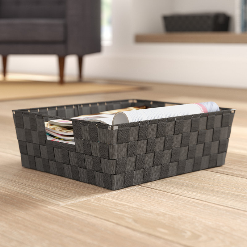 Panier en tissu à sangle rectangulaire non tissée, Noir