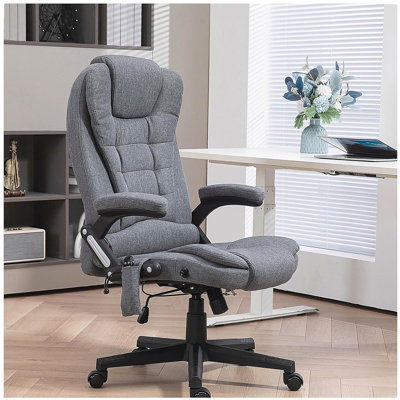 6-point vibration massage office chair, gray lumbar heating