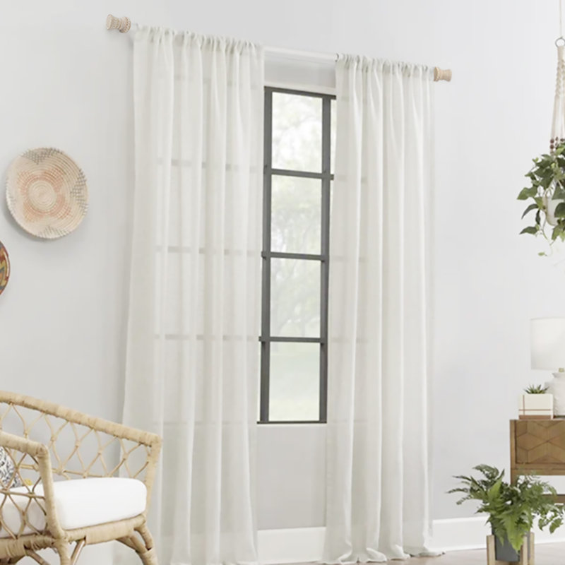 Kanessha Natural Adjustable 1'' Double Curtain Rod, 72" - 144"