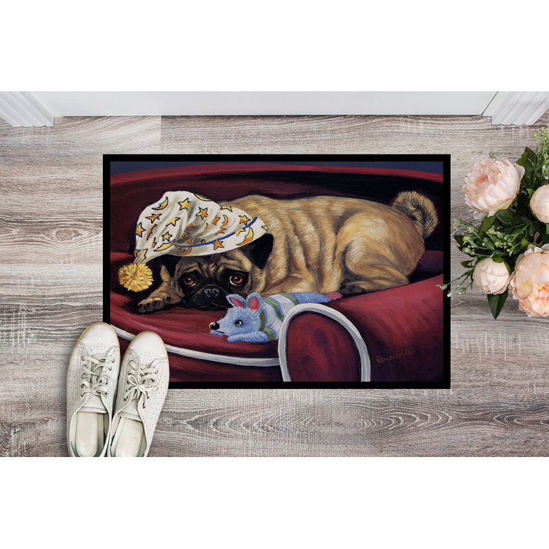 Guerrie Non-Slip Outdoor Doormat, Pug Goodnight Sweetheart