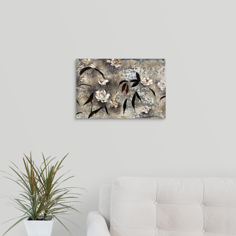 « white camellia », peinture sur toile, Toile tendue, H 12 po x l 18 po x p 1,25 po
