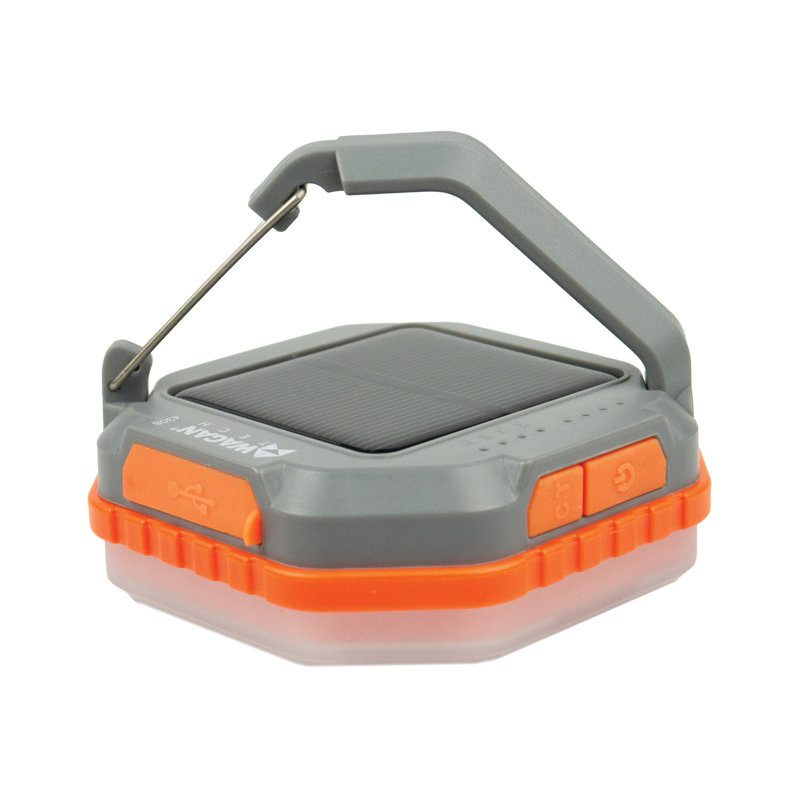 Compact Gray and Orange Solar Powered LED Camping Lantern