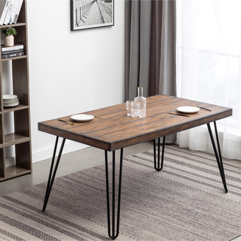 Ensemble de 6 ensembles repas: table en épingle à cheveux, 4 chaises attrayantes et ensemble de banc:, Gris