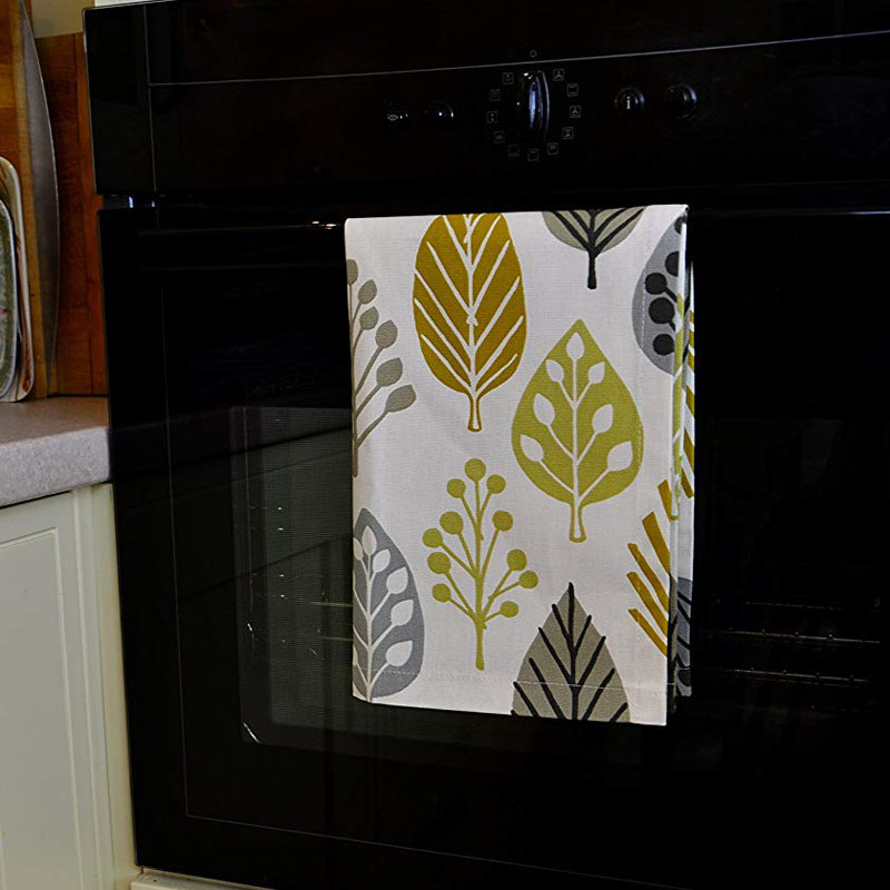 Alexys Cotton Jacquard Kitchen Towel, Ochre Yellow