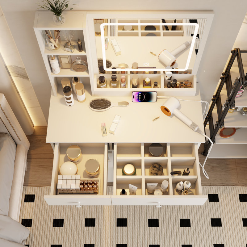 Table de coiffeuse tendance avec miroir et lumières