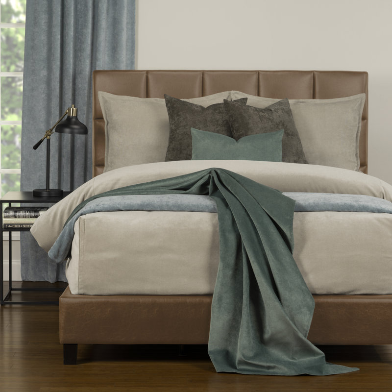 Mixology Velvet Bed Cap Comforter Set with Sewn Corners, Full, Habor Gray