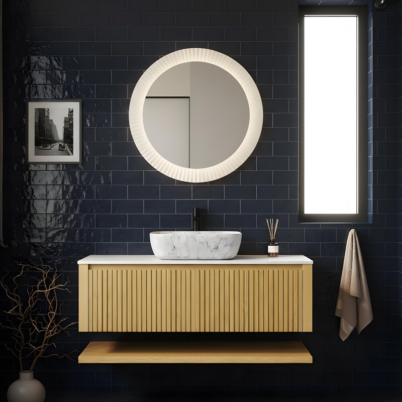 Meuble-lavabo mural en contreplaqué