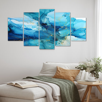 Toronto - Liquid ink Abstract Wall Art For Living Room 5 Piece