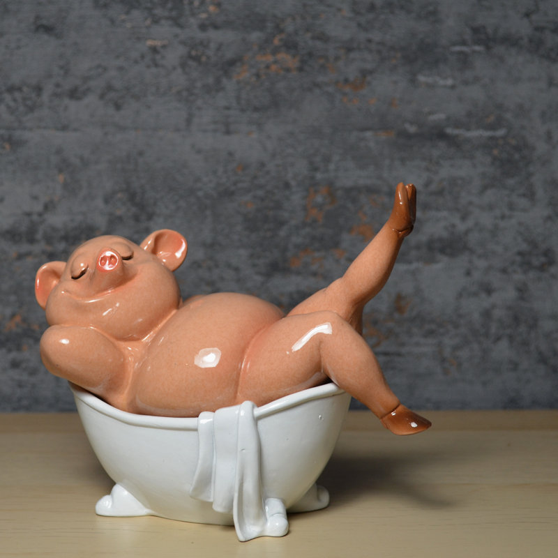 Denison Pig in the Bath Figurine
