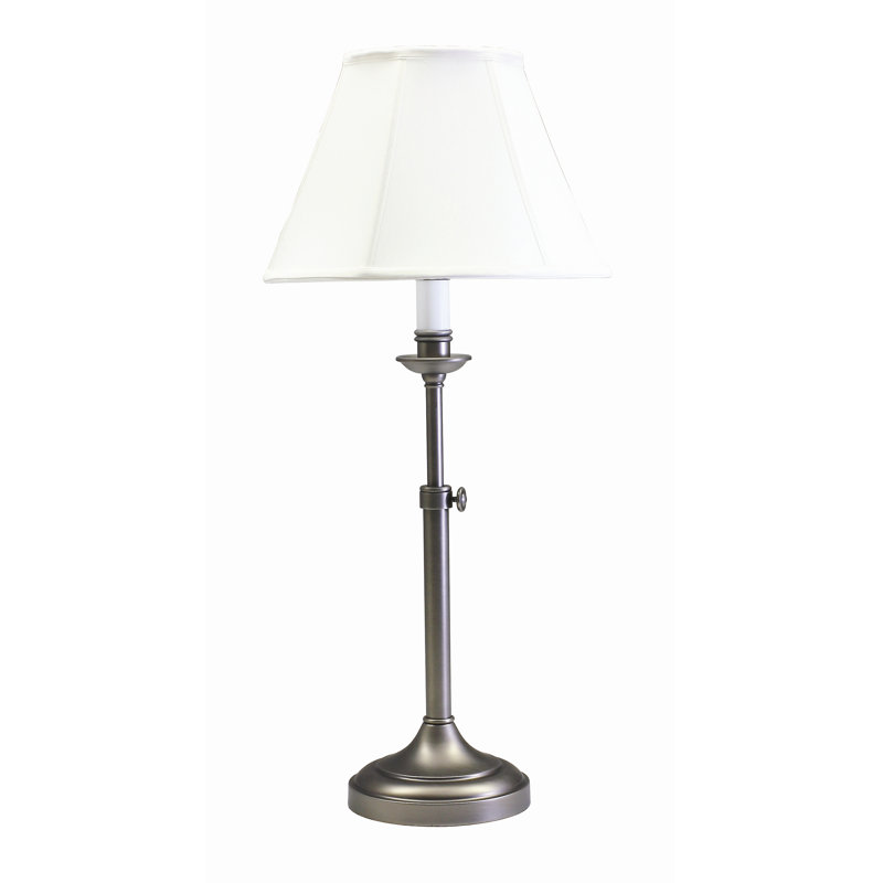 Lampe de commode 31 po Wetherbee, Base argent / étain avec abat-jour blanc
