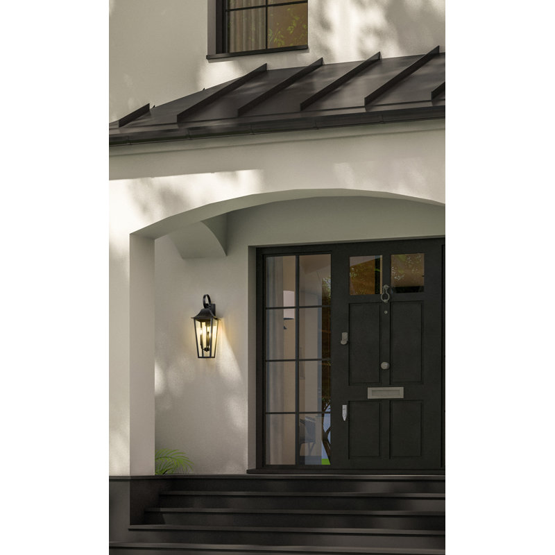 Barling 3 Light Outdoor Wall Light in Black, 27.25'' H x 10'' W x 11'' D