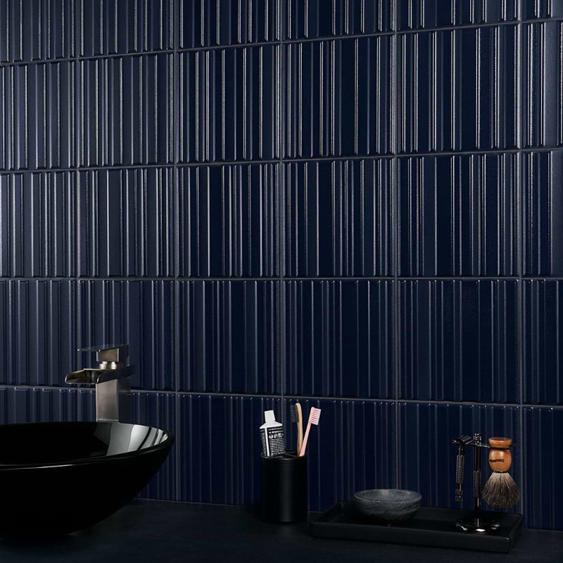 Sydney 8x16 3D Mixed Finish Ceramic Tile, Blue