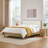 Rezana Solid Wood Boucle Upholstered Headboard Bed Frame-122657964-122657960
