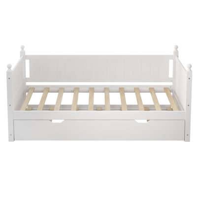 Twin Size Solid Wood Daybed With Trundle For Limited Space Kids, Teens, Adults, No Need Box Spring, White -  Red Barrel StudioÂ®, 92BF09812DD048579A678FBD9EFDFF0A