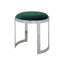 Tabouret de coiffeuse en métal Nouri - table basse avec repose-pieds en velours Orion - tabouret d'appoint rond moderne - argent avec tabouret en velours vert-891611406-891611404