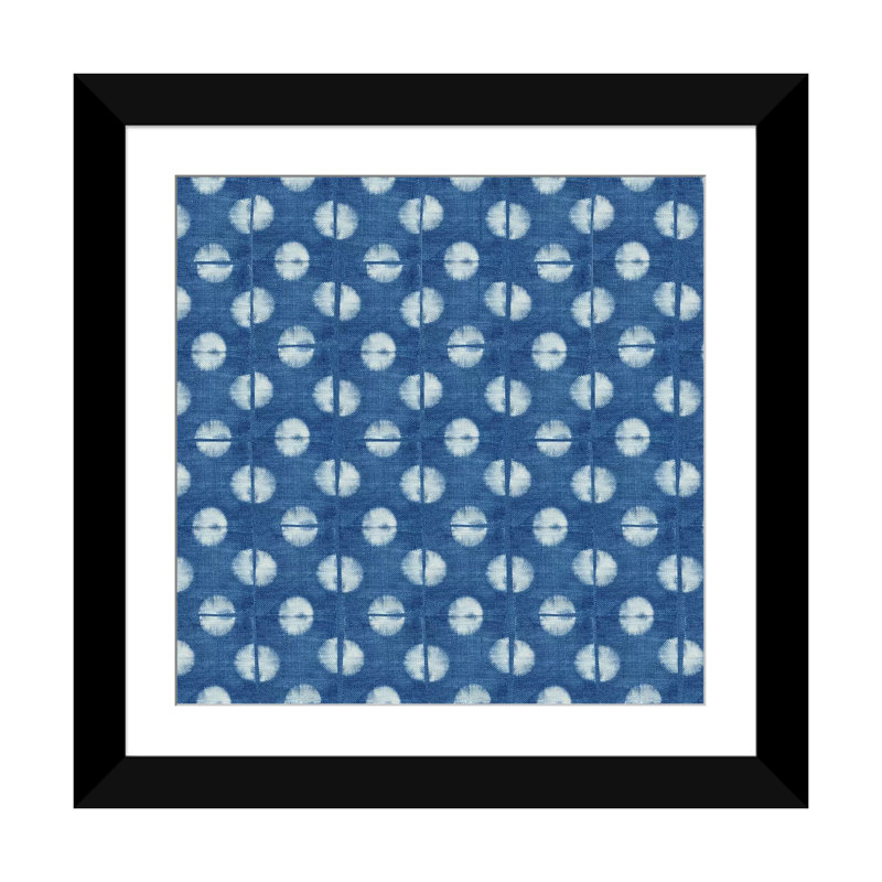 «Blue Shibori II», impression sur toile, H 24 po x l 24 po x P 1 po, Papier d'art encadré noir, Blanc
