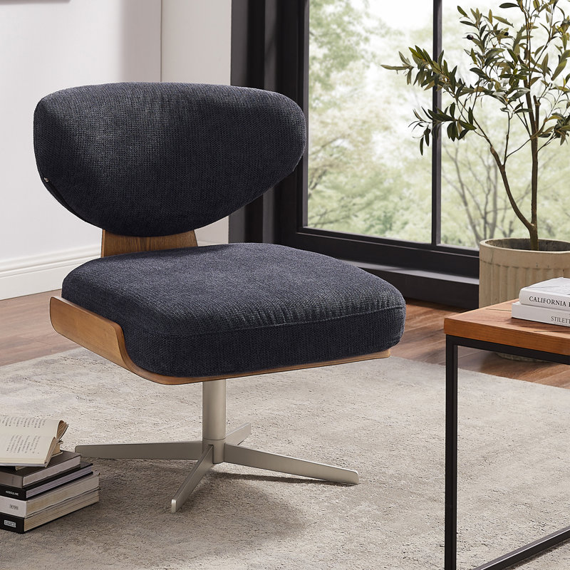 Nohl Swivel Home Office Desk Chair with Bentwood Back and seat, Dark Gray