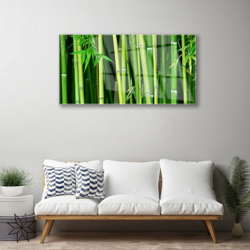 Floral Bamboo Stalks - No Frame Print on Glass