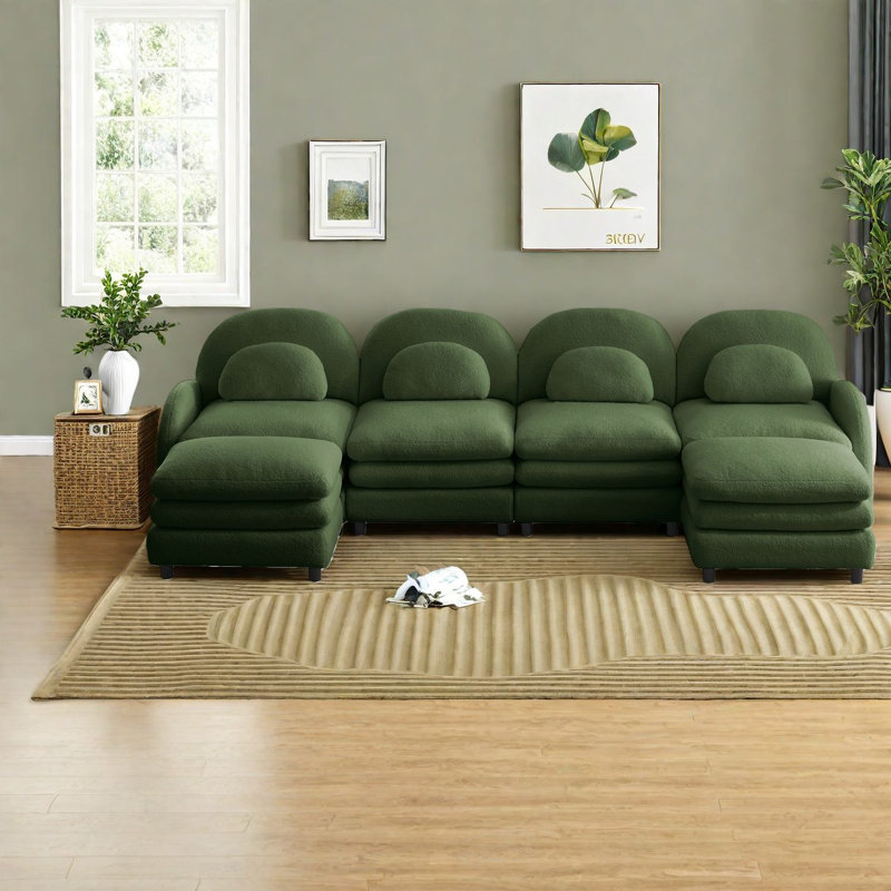 Cloud Comfort Teddy 4 Seat Sectionals, Modern Curved Sofa For Home