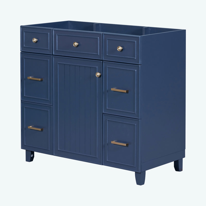 Meuble-lavabo 36 po sans lavabo, Bleu, Doré