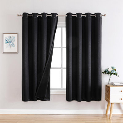 Orantes Solid Polyester 100% Blackout Curtains & Drapes Pair For Bedroom Living Room 63 84 95 Inches Long Grommet Curtains Thermal Insulated Sunlight Blocking Noise Reducing