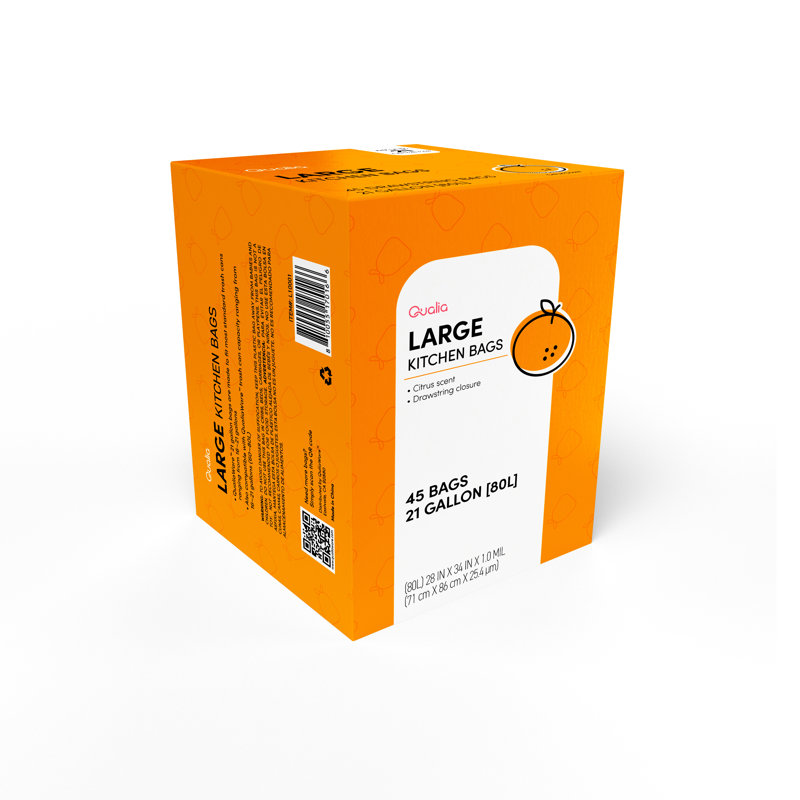 Heavy Duty White Citrus Scented Drawstring Trash Bags - 45 Count