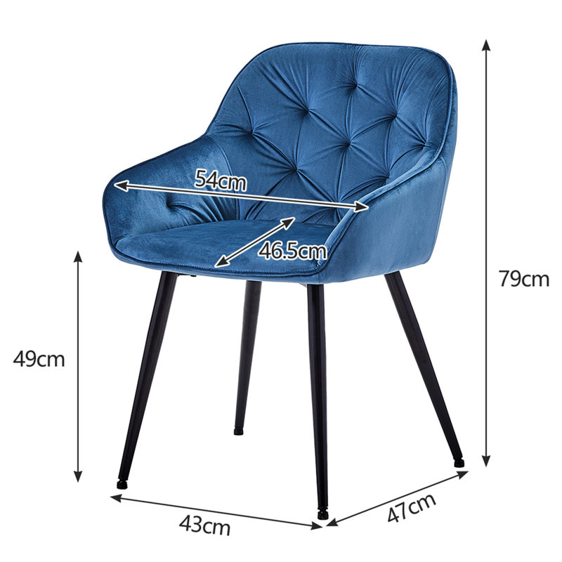 Waymire 49cm H Velvet Upholstered Side Chair, Blue