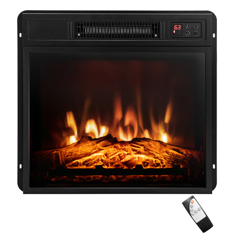 Symple Stuff 18'' Electric Fireplace Heater Freestanding & Recessed Electric Stove Heater W/adjustable Led Flame