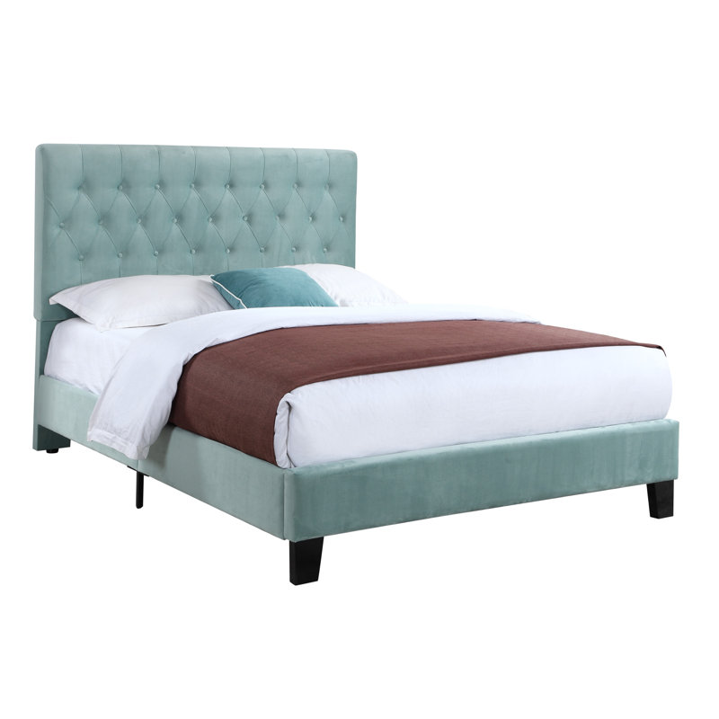 Kayden Upholstered Standard Bed, Light Blue, Queen