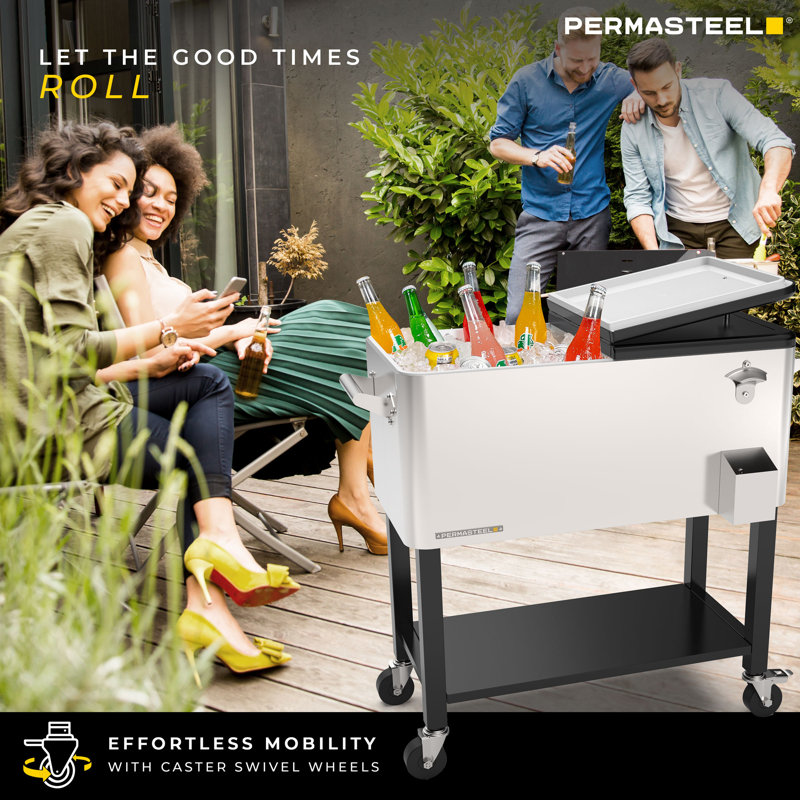 Permasteel 80-Qt Outdoor Patio Cooler with Removable Basin, Stainless Steel