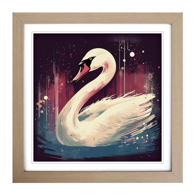 Swan Retro Art No.4 - Framed Print