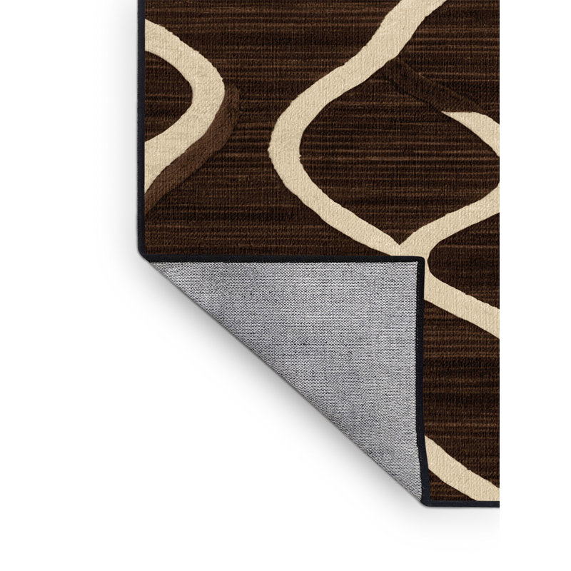 Machine Washable Trellis Brown Area Rug, Square 5'