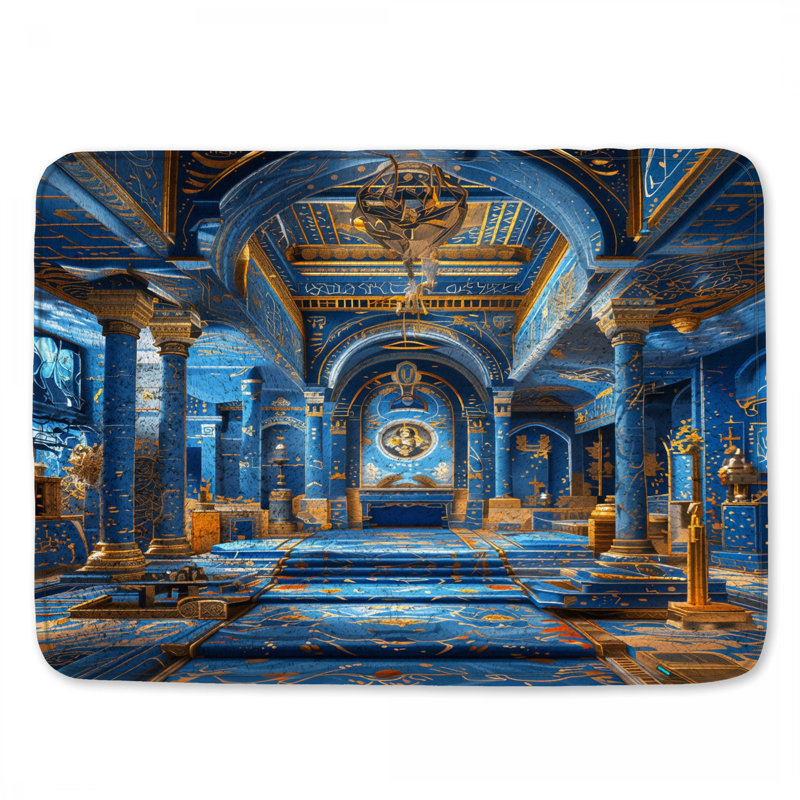 Tapis de bain intérieur bleu orné, L 24 po x L 17 po
