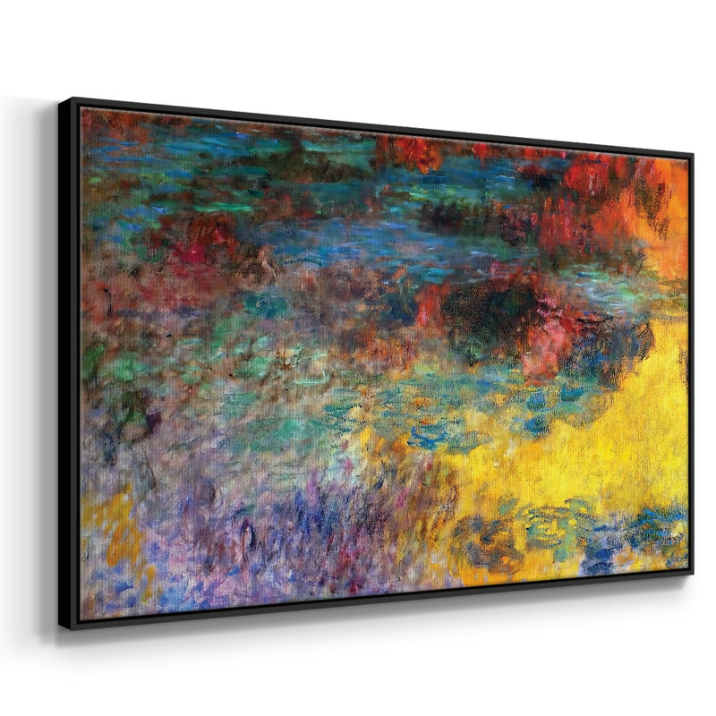 Water Lily Pond, Evening (panneau de gauche), 1920, reproduction sur toile encadrée, Noir, H 17 po x l 25 po x P 2 po