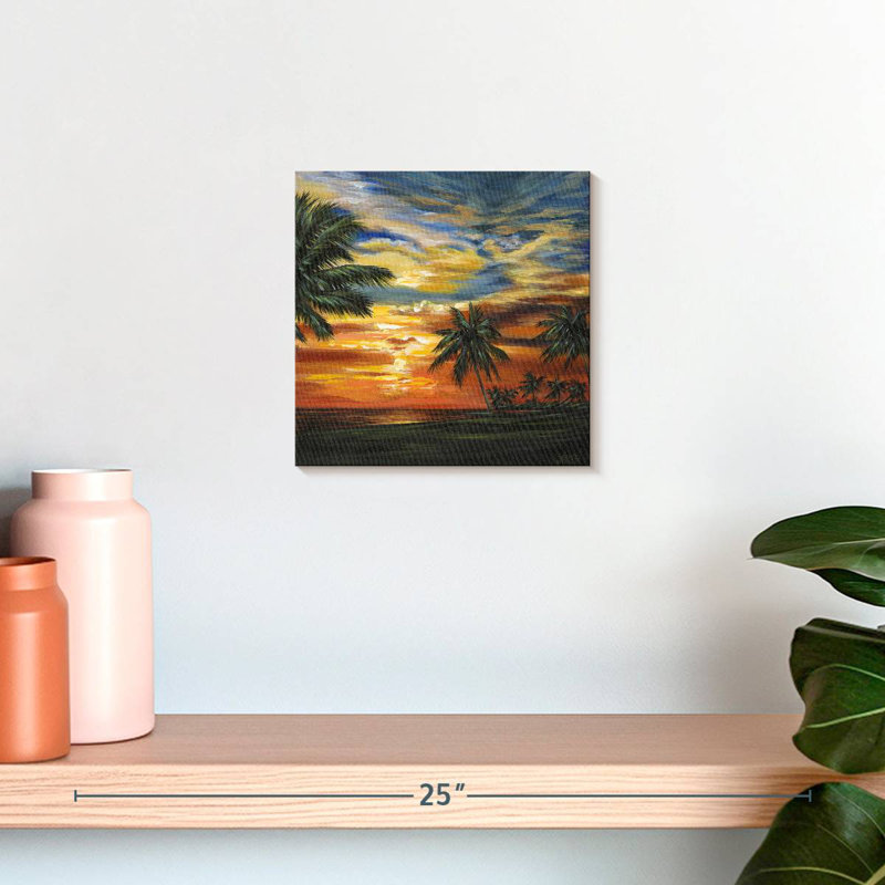 Gillard, superbe coucher de soleil tropical II, H 10 po x l 10 po