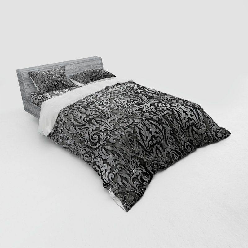 Traditional Polyester Damask Duvet Cover, Queen Duvet Cover + 3 Additional Pieces
