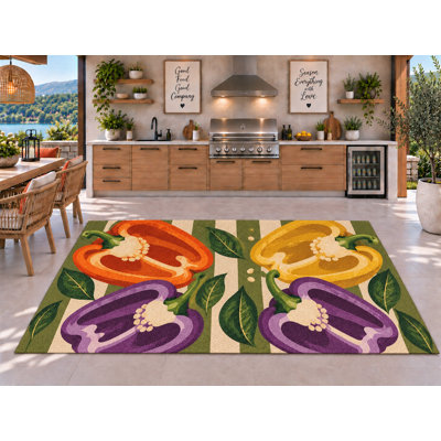 Tapis d'extérieur 5' x 7' rayé poivre, épais, solide, imperméable, en PVC bouclé, tapis de patio robuste, tapis intérieur/extérieur à séchage rapide pour porche, terrasse, balcon, entrée, camping-car.