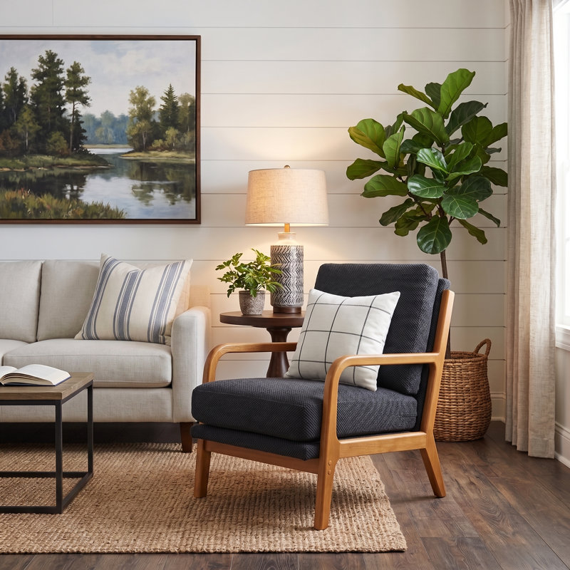 Chaise d'appoint Nubwood Mid Century Modern, Noir