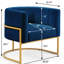Élégant fauteuil de salon avec revêtement en velours - Fauteuil de luxe à dossier courbé-388860464