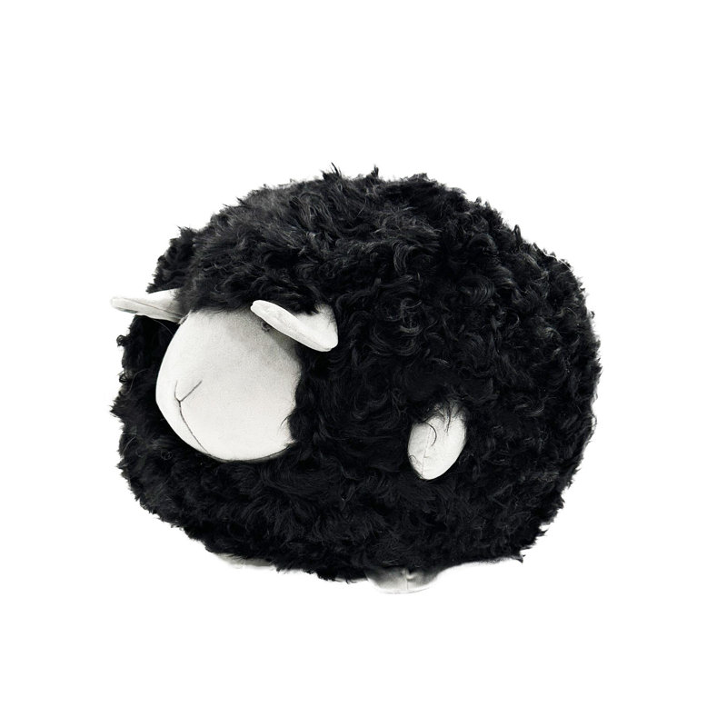 Mongolian Curly Lambskin Plush Sheep Pillow, Black