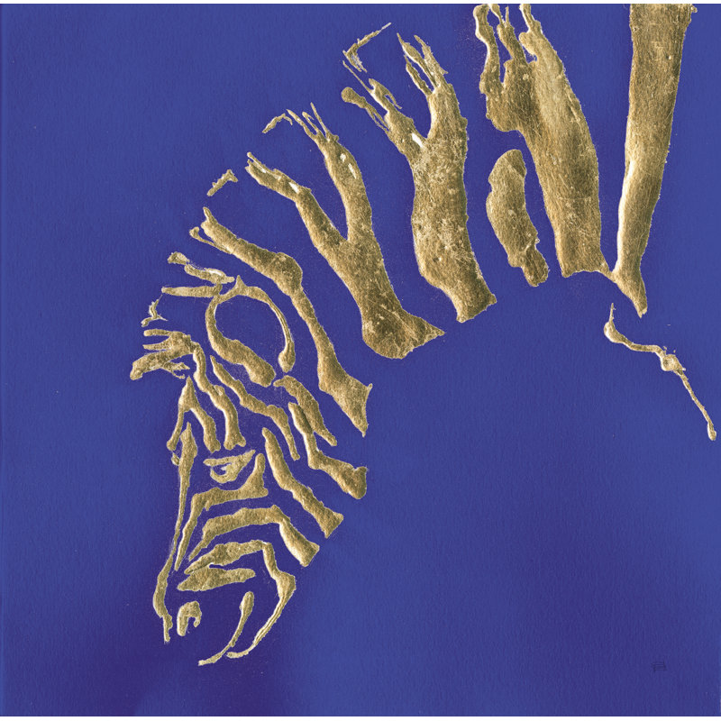 Gilded Zebra Indigo by Chris Paschke - Wrapped Canvas Print, 76cm H x 76cm W x 3.8cm D