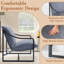 Fauteuil d'appoint moderne du milieu du siècle avec structure métallique robuste et coussin moelleux, fauteuil de lecture confortable pour salon, bureau, véranda ou porche, montage facile, gris