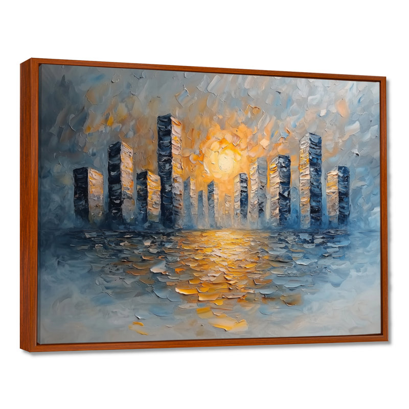 Ilirjan - Abstract Wall Art, H 30 po x l 40 po, Brun, Cadre flottant