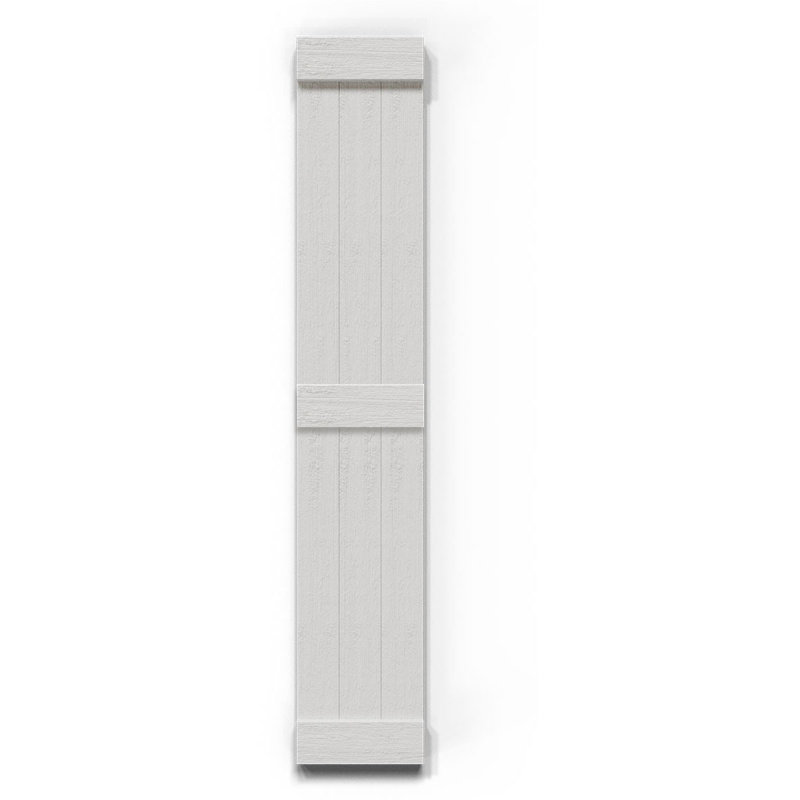 White Faux Wood Rustic Board-n-Batten Shutters, 79" x 16.5"