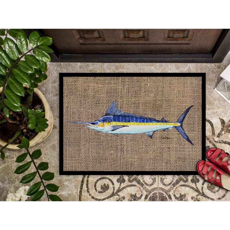 Paillasson d’intérieur antidérapant daleyza Fish, Rectangle 1 pi 6 po x 2 pi 3 po