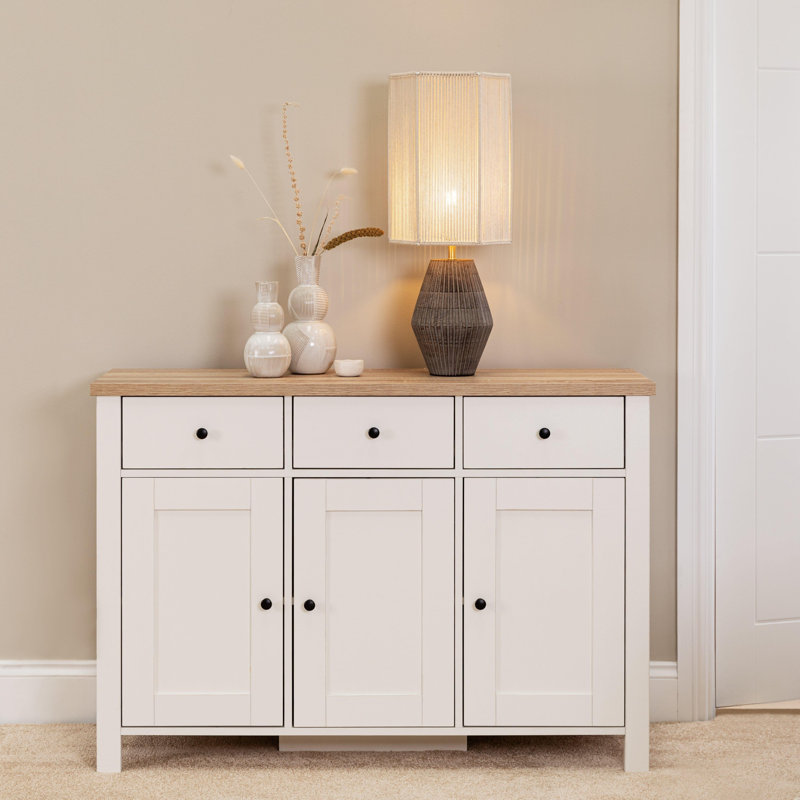 Maryhannah 115cm Sideboard, White, 3 Doors
