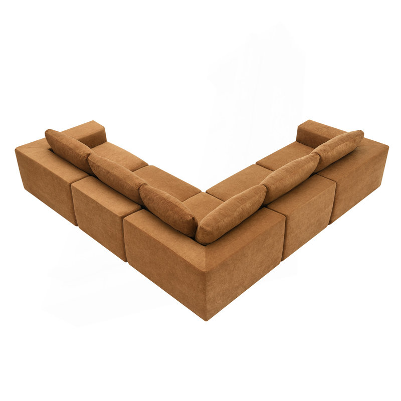 Versatile Modular Sofa Set For Home, No Assembly, Comfortable And Stylish, Brown Fabric