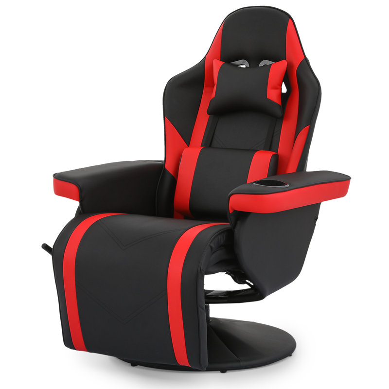 Prabhu Ergonomic Gaming Racing Chair with Adjustable Lumbar Support Headrest and Reclining Function High Back Chair, Red